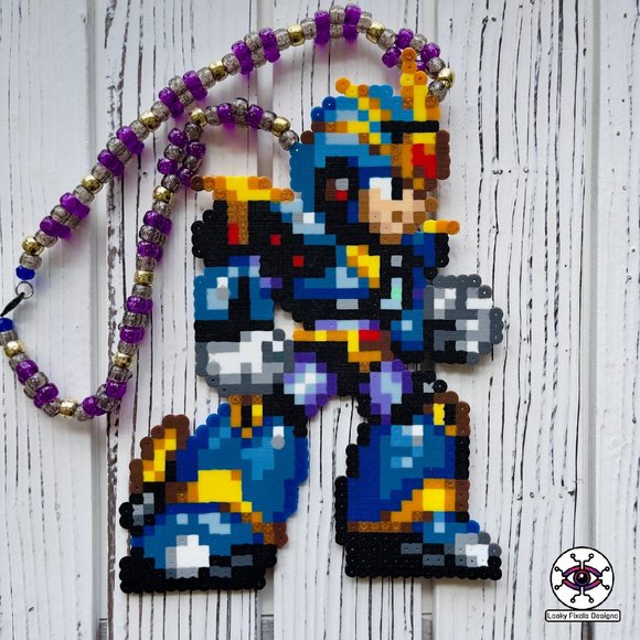Mega Man X Ultimate Armor Perler Necklace - Picture 1 of 4